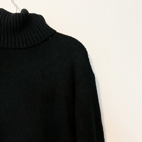 Ann Taylor LOFT Black White Stripe Long Sleeve Turtle Neck Wool Blend Sweater - Picture 2 of 6